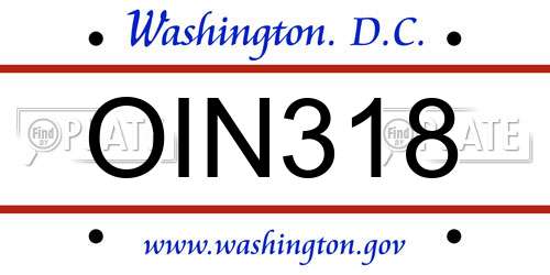 OIN318 District Of Columbia License Plate
