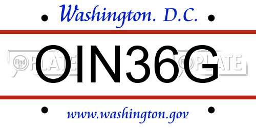 OIN36G District Of Columbia License Plate