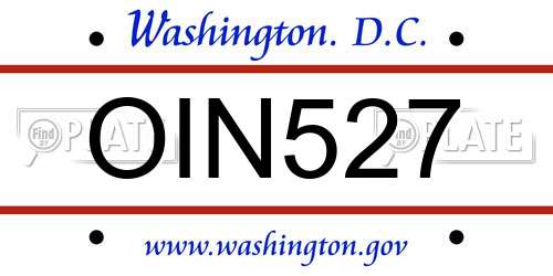 OIN527 District Of Columbia License Plate