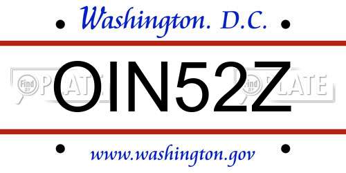 OIN52Z District Of Columbia License Plate
