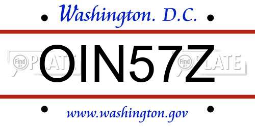 OIN57Z District Of Columbia License Plate