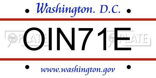 OIN71E District Of Columbia License Plate