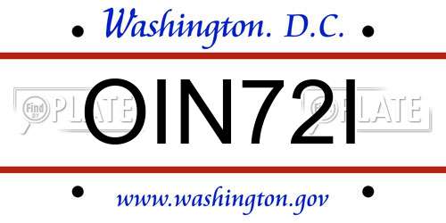 OIN72I District Of Columbia License Plate