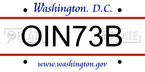 OIN73B District Of Columbia License Plate
