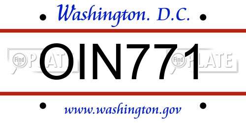 OIN771 District Of Columbia License Plate