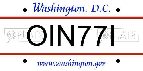 OIN77I District Of Columbia License Plate