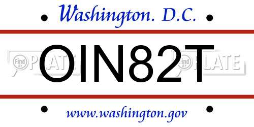 OIN82T District Of Columbia License Plate