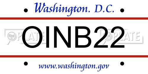 OINB22 District Of Columbia License Plate