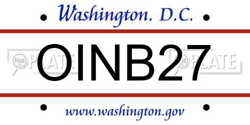 OINB27 District Of Columbia License Plate