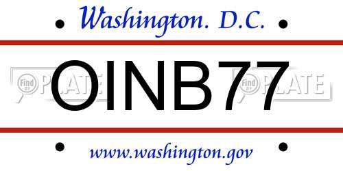 OINB77 District Of Columbia License Plate