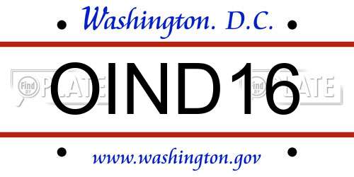 OIND16 District Of Columbia License Plate