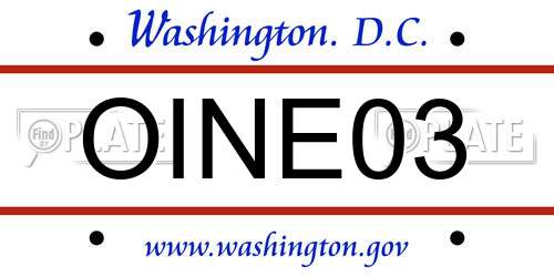 OINE03 District Of Columbia License Plate