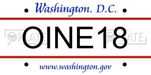 OINE18 District Of Columbia License Plate