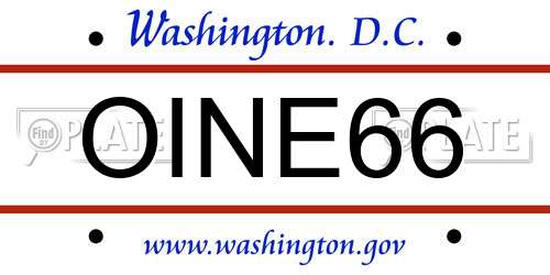 OINE66 District Of Columbia License Plate