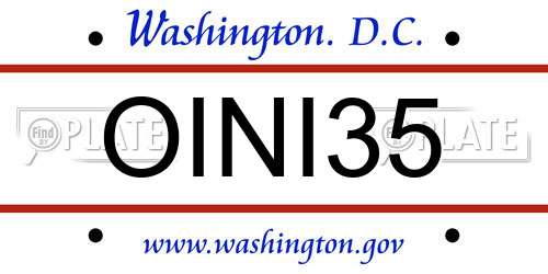 OINI35 District Of Columbia License Plate