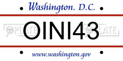 OINI43 District Of Columbia License Plate