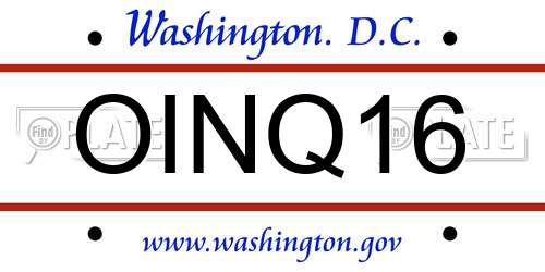 OINQ16 District Of Columbia License Plate