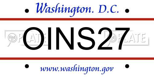 OINS27 District Of Columbia License Plate