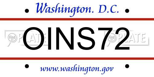 OINS72 District Of Columbia License Plate