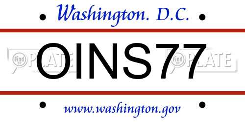 OINS77 District Of Columbia License Plate