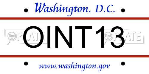 OINT13 District Of Columbia License Plate