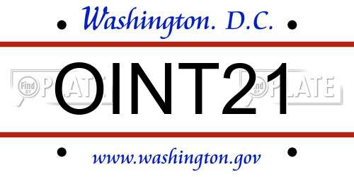 OINT21 District Of Columbia License Plate