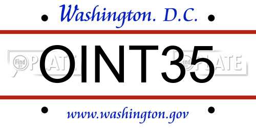 OINT35 District Of Columbia License Plate