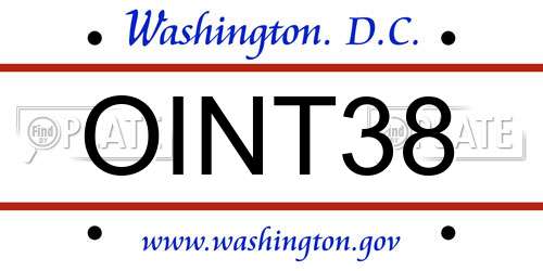 OINT38 District Of Columbia License Plate