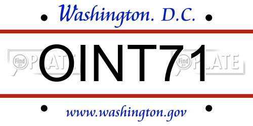 OINT71 District Of Columbia License Plate