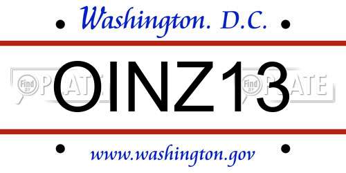 OINZ13 District Of Columbia License Plate