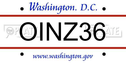 OINZ36 District Of Columbia License Plate