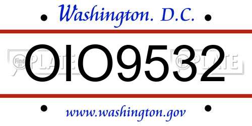 OIO9532 District Of Columbia License Plate