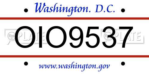 OIO9537 District Of Columbia License Plate