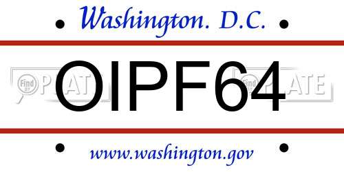OIPF64 District Of Columbia License Plate