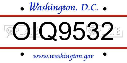 OIQ9532 District Of Columbia License Plate