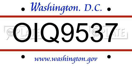 OIQ9537 District Of Columbia License Plate