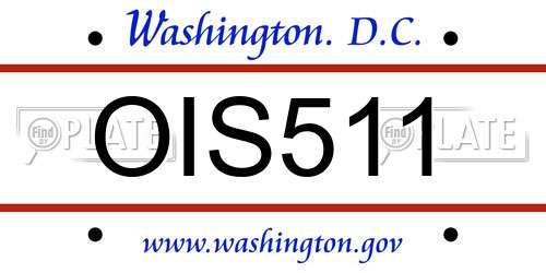 OIS511 District Of Columbia License Plate