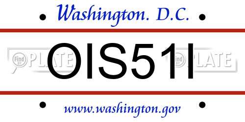 OIS51I District Of Columbia License Plate
