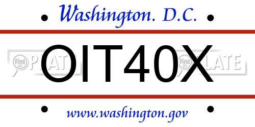OIT40X District Of Columbia License Plate