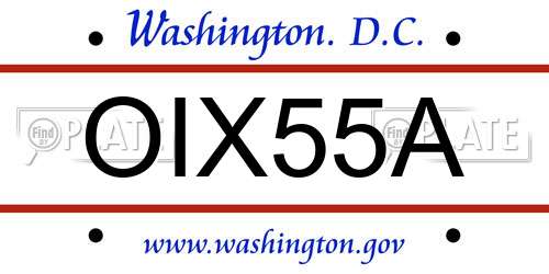 OIX55A District Of Columbia License Plate