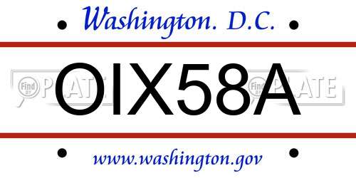 OIX58A District Of Columbia License Plate