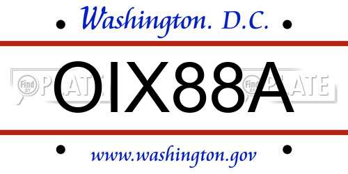 OIX88A District Of Columbia License Plate