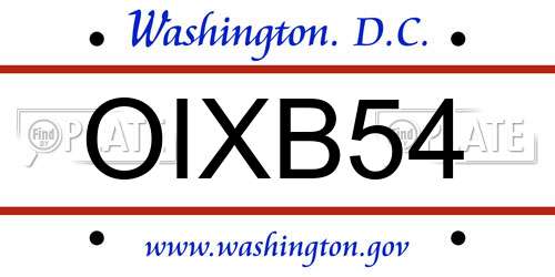 OIXB54 District Of Columbia License Plate