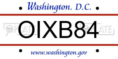 OIXB84 District Of Columbia License Plate