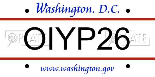 OIYP26 District Of Columbia License Plate