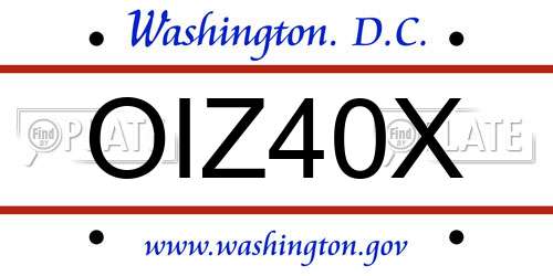OIZ40X District Of Columbia License Plate