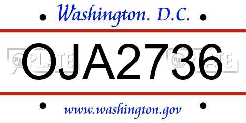 OJA2736 District Of Columbia License Plate