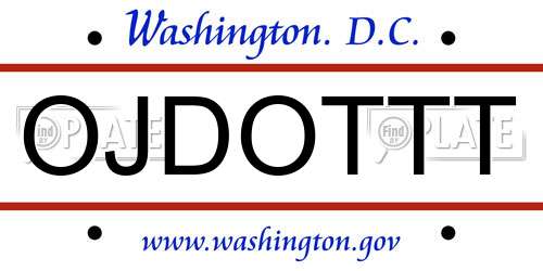 OJDOTTT District Of Columbia License Plate