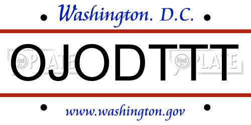 OJODTTT District Of Columbia License Plate