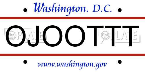 OJOOTTT District Of Columbia License Plate